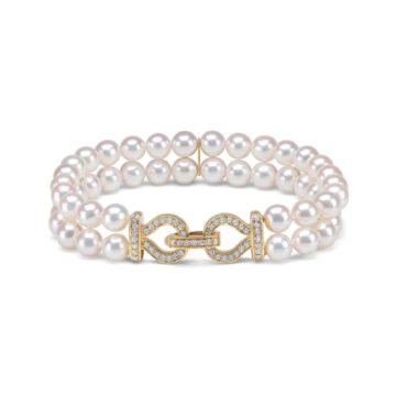 Cultured Pearl and Diamond Two-Row Bracelet