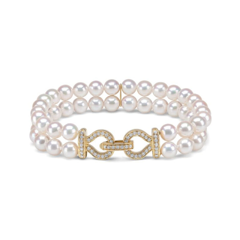 Cultured Pearl and Diamond Two-Row Bracelet