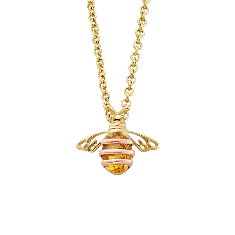Clogau Nature's Wonder 9ct Solid Gold Honey Bee Pendant with Citrine
