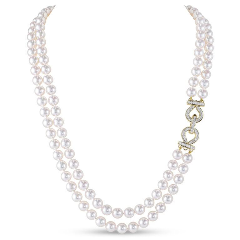 Cultured Pearl and Diamond Two-Row Necklace