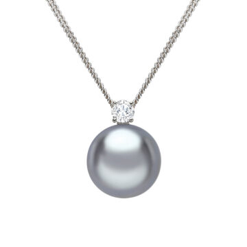 Tahitian Cultured Pearl and Diamond Two Stone Pendant