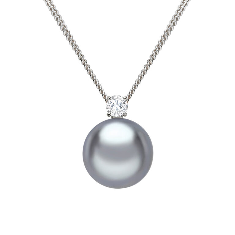 Tahitian Cultured Pearl and Diamond Two Stone Pendant