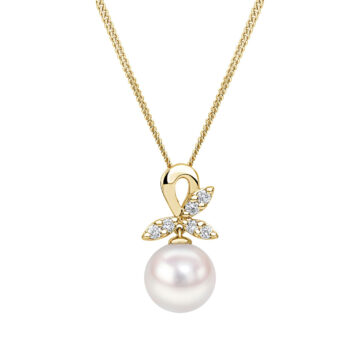 Cultured Pearl and Diamond Floral Pendant