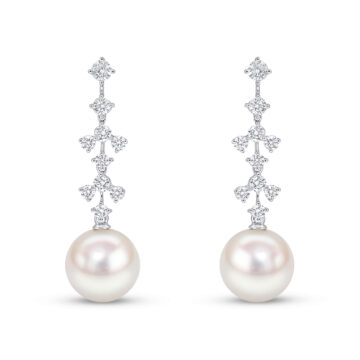 South-Sea Cultured Pearl and Diamond Drop Earrings