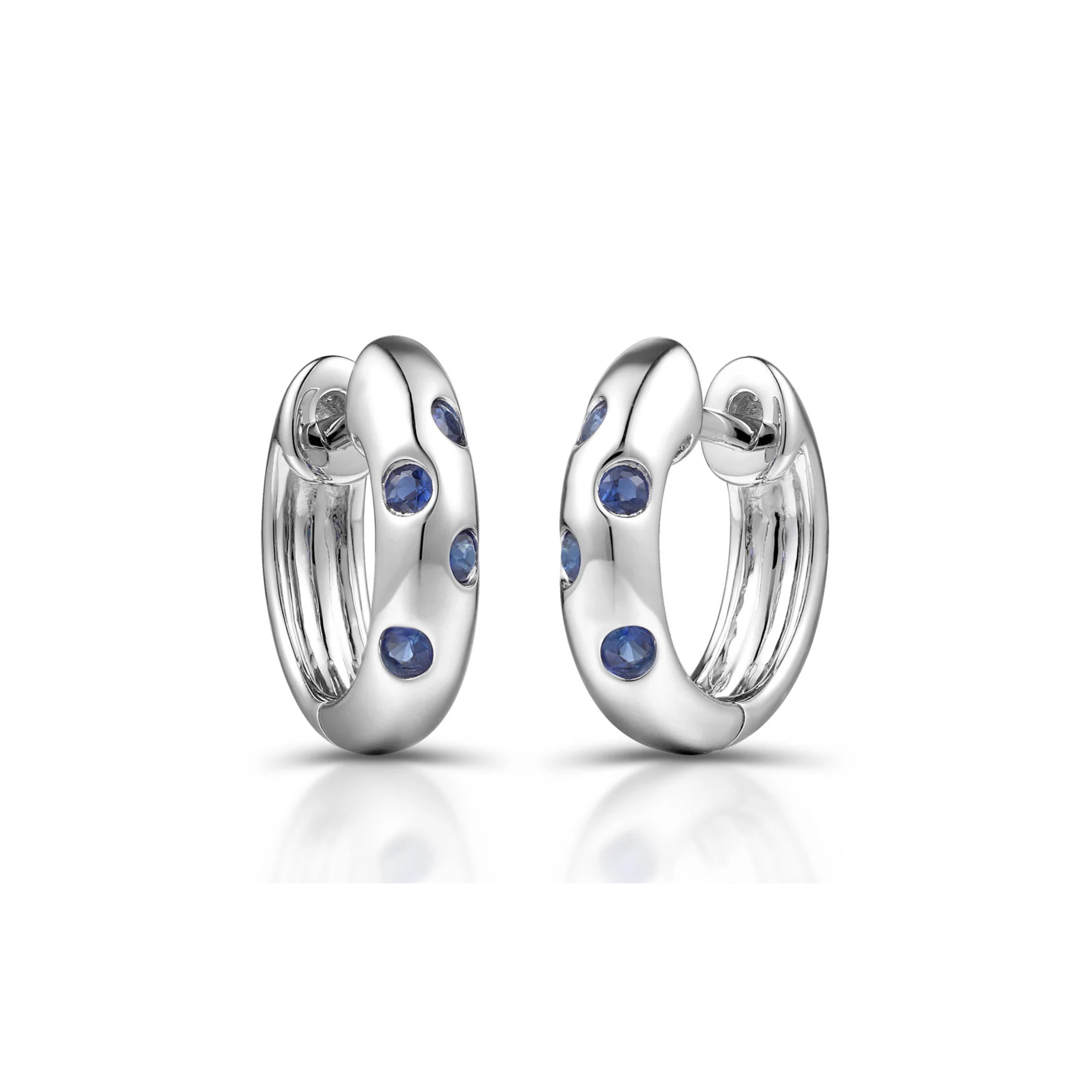 Sapphire and White Gold Scatter Hoop Earrings