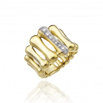 Chimento Bamboo Over 18ct Yellow Gold and Diamond Ring