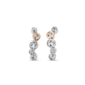 Clogau Celebration Sterling Silver Curved Stud Earrings with Topaz