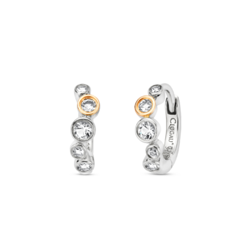 Clogau Celebration Sterling Silver Huggie Hoop Earrings with Topaz