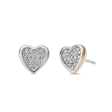 Clogau Forever Yours Sterling Silver Love Heart Earrings with Swarovski® Zirconia