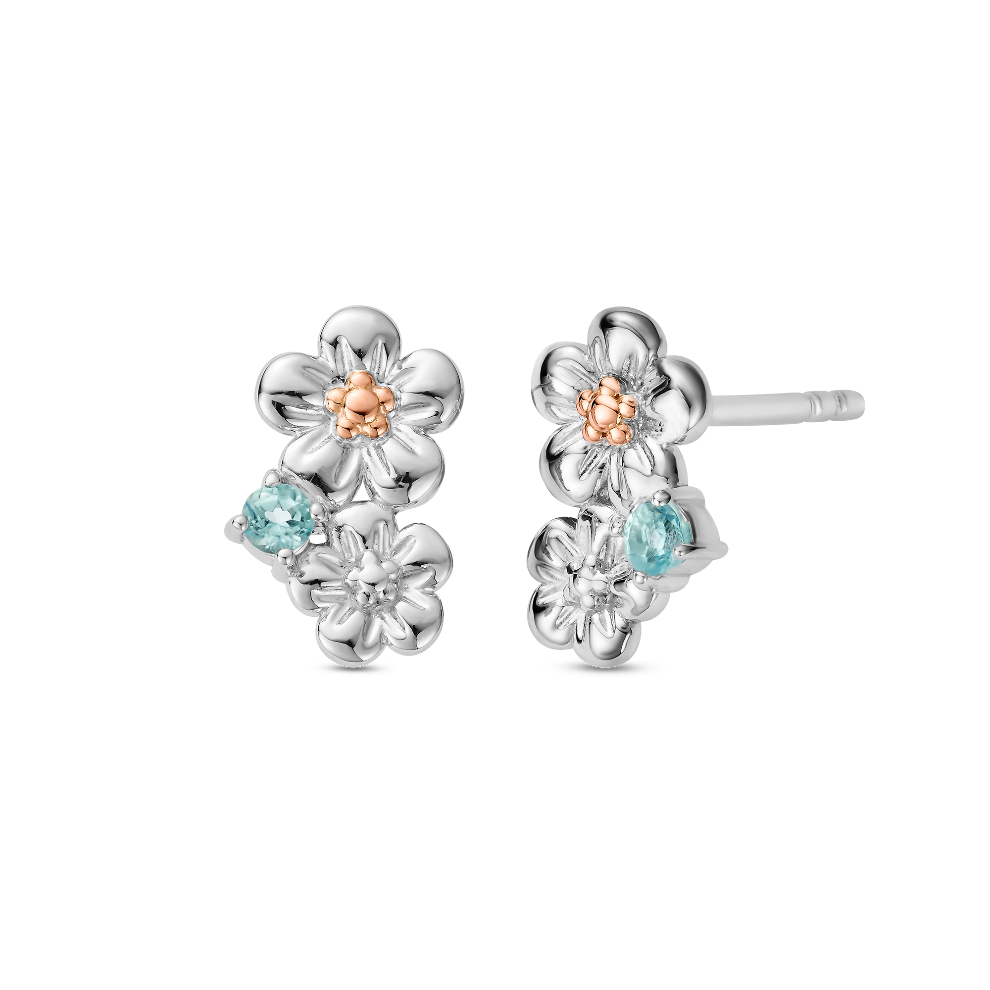 Clogau Nature’s Wonder Sterling Silver Forget-Me-Not Cluster Stud Earrings with Swiss Blue Topaz