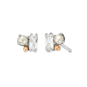 Clogau Nature's Wonder Sterling Silver Beachcomber Cluster Stud Earrings with Topaz & Pearl