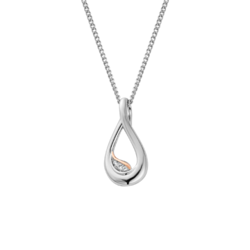 Clogau Past Present Future Sterling Silver Twist Pendant with Topaz