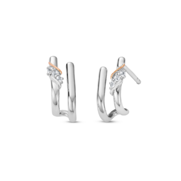Clogau Past Present Future Sterling Silver Curve Stud Earrings with Topaz
