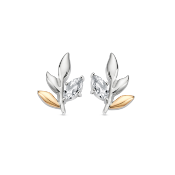 Clogau Royal Clogau Sterling Silver Leaf Stud Earrings with Topaz