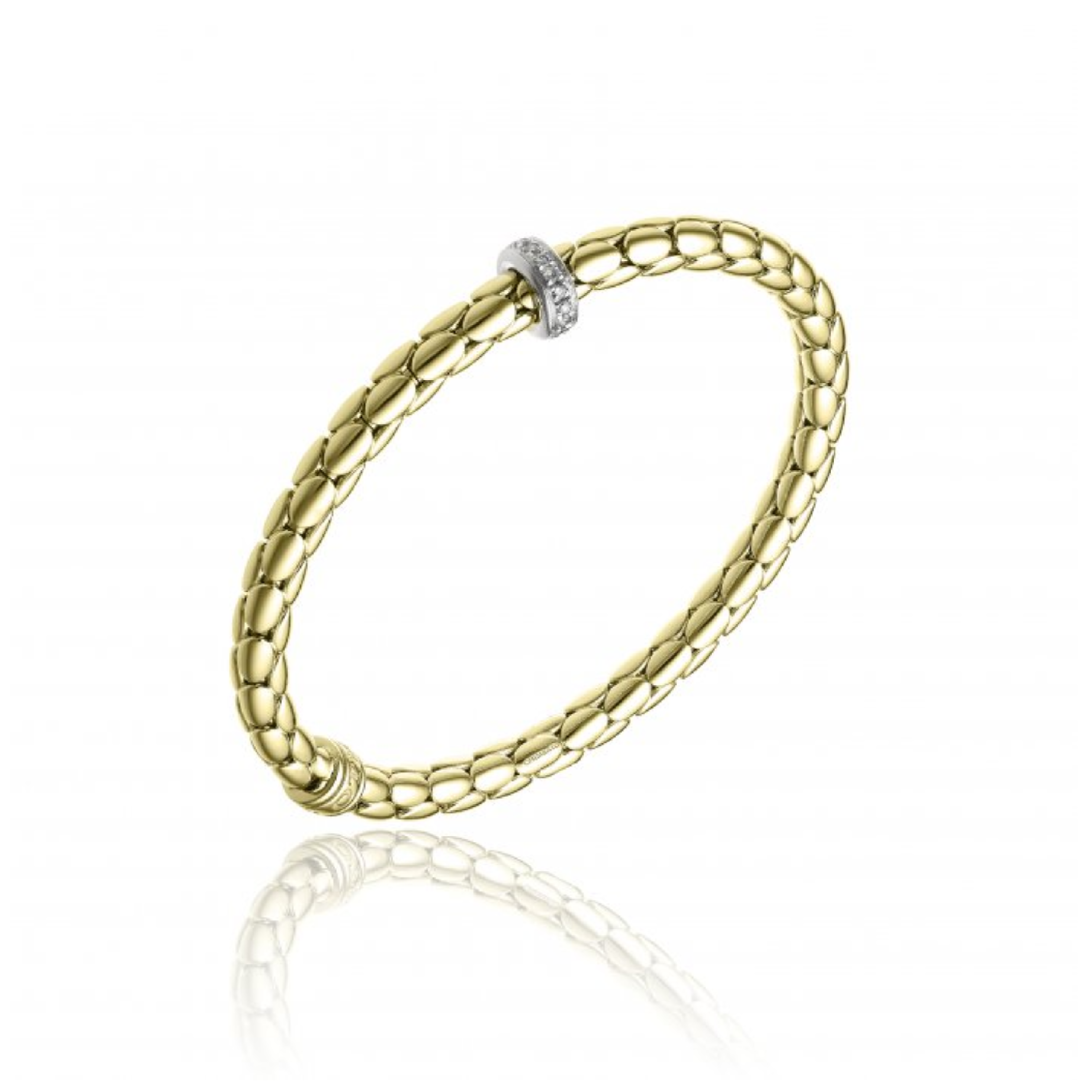 Chimento Stretch Spring 18ct Yellow Gold and Diamond Bracelet