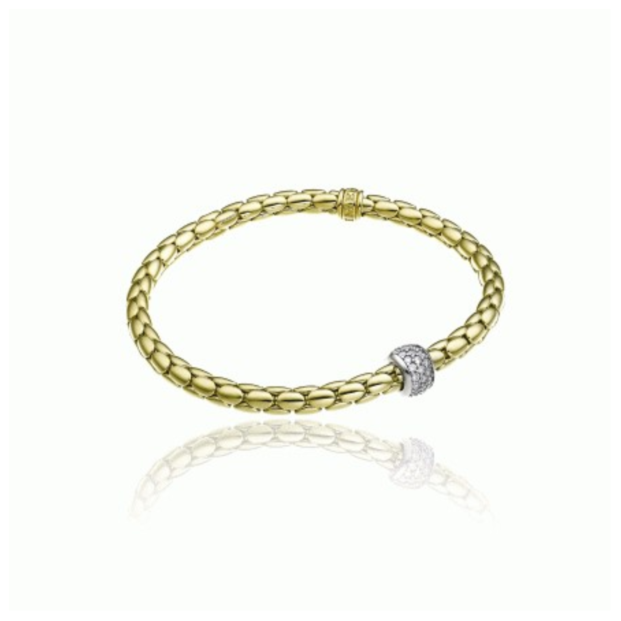 Chimento Stretch Spring 18ct Yellow Gold and Diamond Bracelet