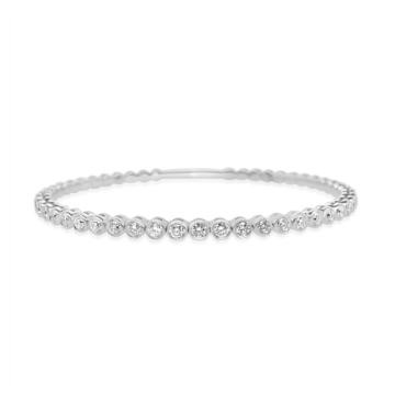 Diamond 1.09ct and White Gold Rub-Over Flexi Bangle