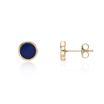 Lapis Lazuli and Yellow Gold Round Stud Earrings