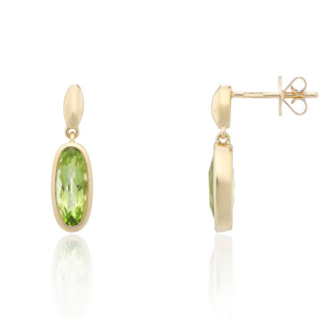 Peridot and Yellow Gold Oval Drop Earrings