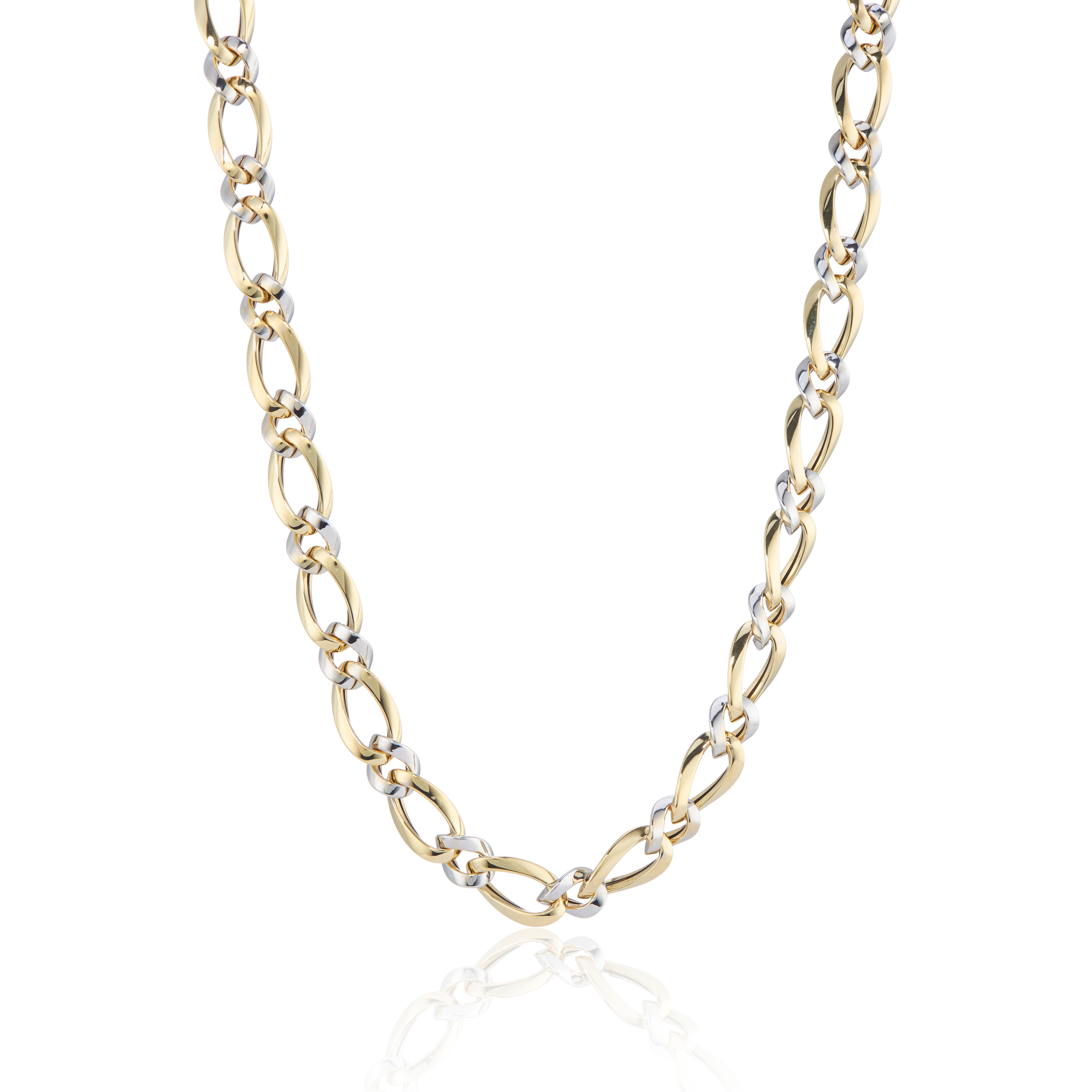Curb Link Yellow and White Gold Necklace