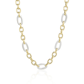 Oval Link Yellow and White Gold Necklace