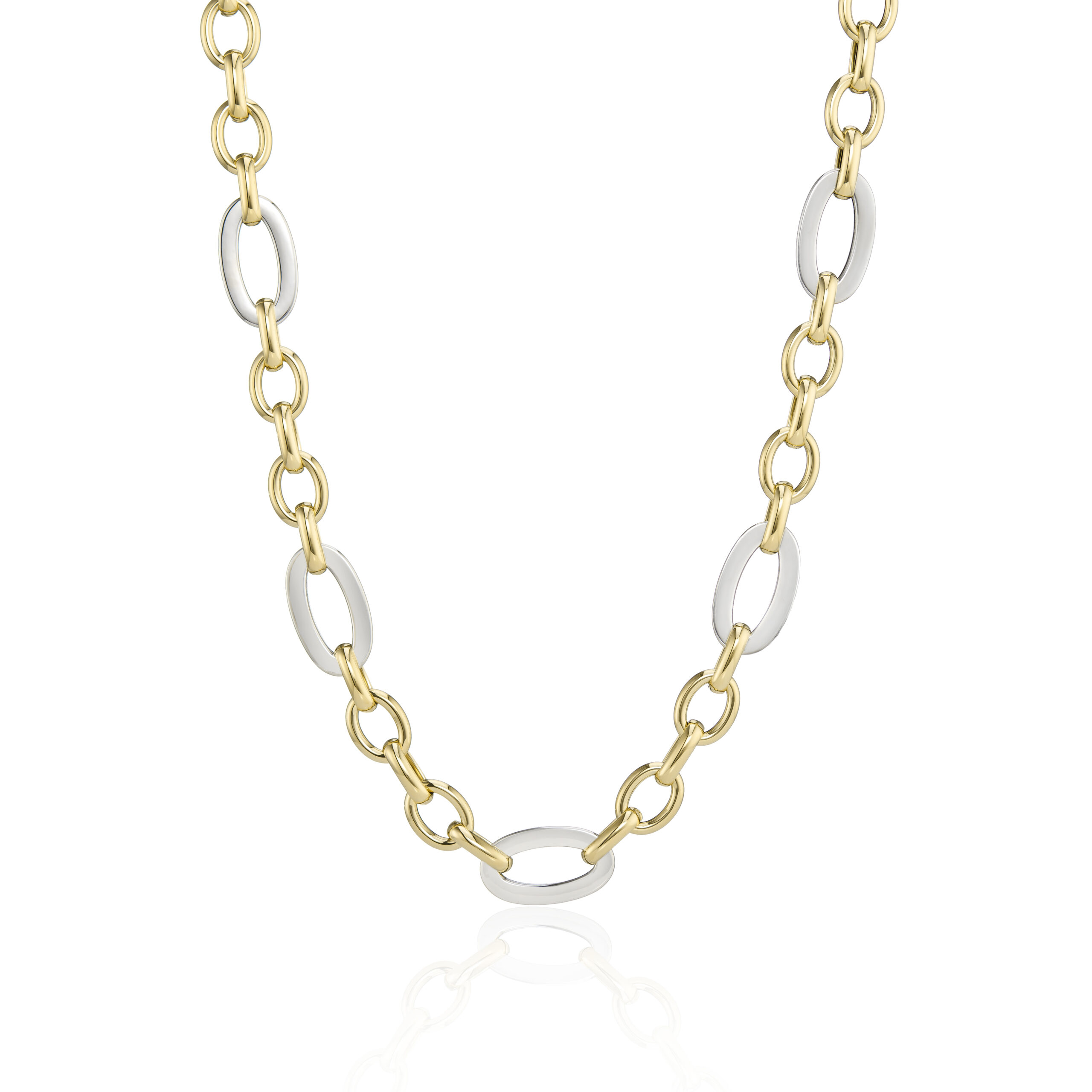 Oval Link Yellow and White Gold Necklace