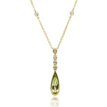 Peridot and Diamond Yellow Gold Drop Necklace