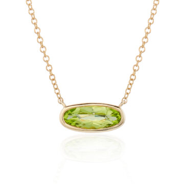 Peridot and Yellow Gold Oval Pendant