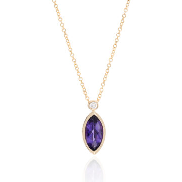 Amethyst and Diamond Yellow Gold Marquise Pendant