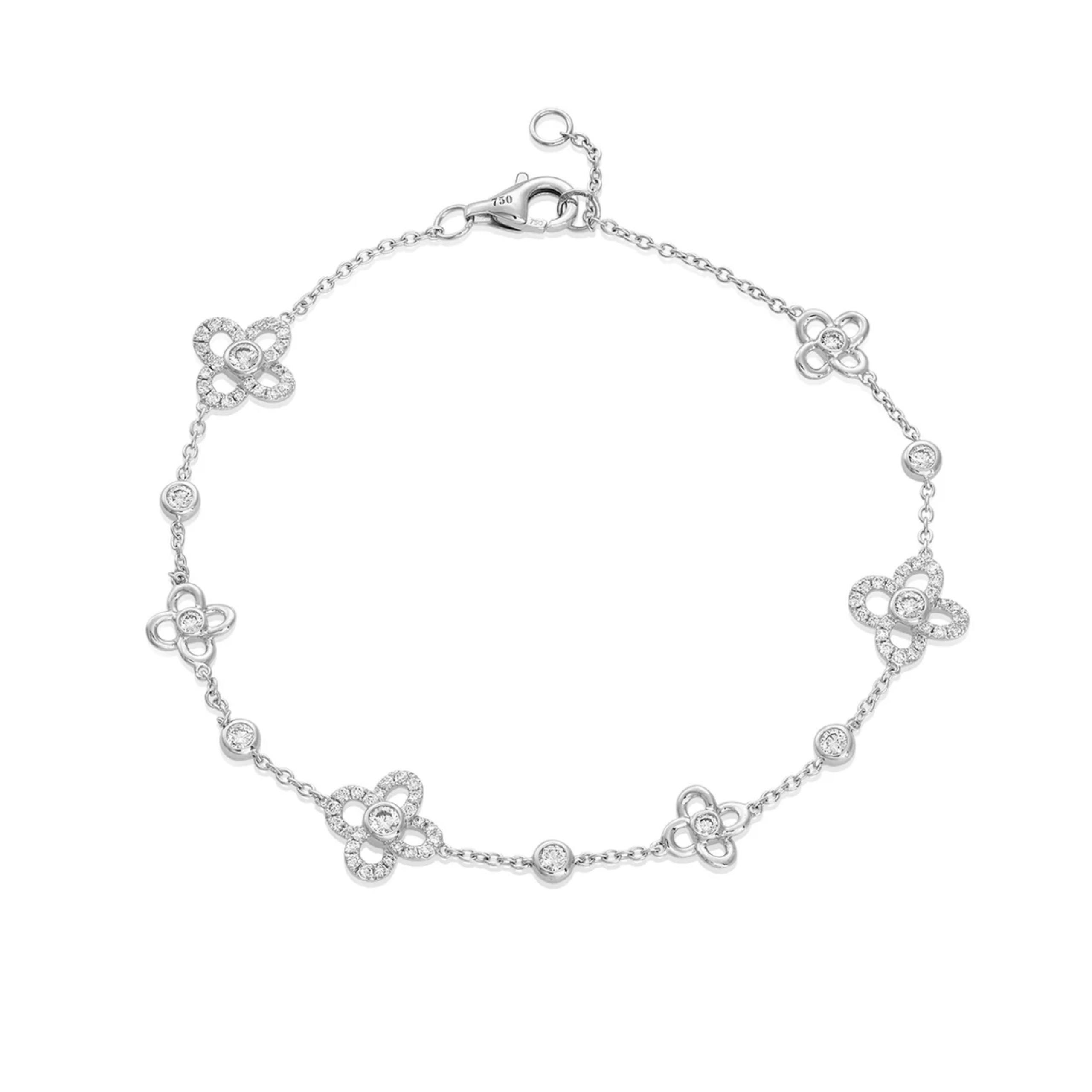 Diamond Set 0.67ct White Gold Clover Motif Bracelet