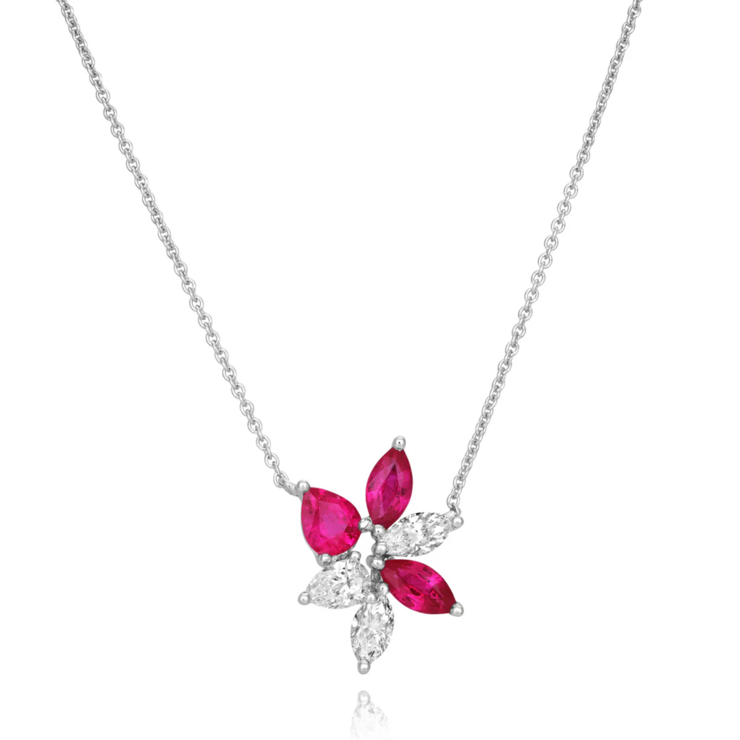 Ruby and Diamond White Gold Pendant