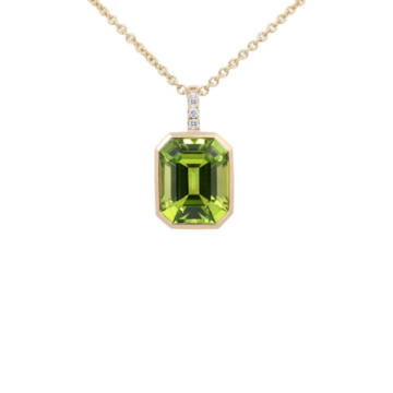 Peridot and Diamond Yellow Gold Pendant