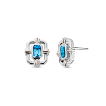Clogau Royal Clogau Sterling Silver Gateways Stud Earrings with Swiss Blue Topaz