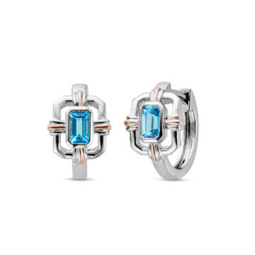 Clogau Royal Clogau Sterling Silver Gateways Huggie Hoop Earrings with Swiss Blue Topaz