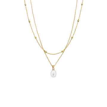 Clogau Nature's Wonder 9ct Solid Gold Beachcomber Layered Necklace with Pearl