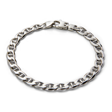 Men's Sterling Silver Rhodium Plated Crossbar 8.25" Bracelet