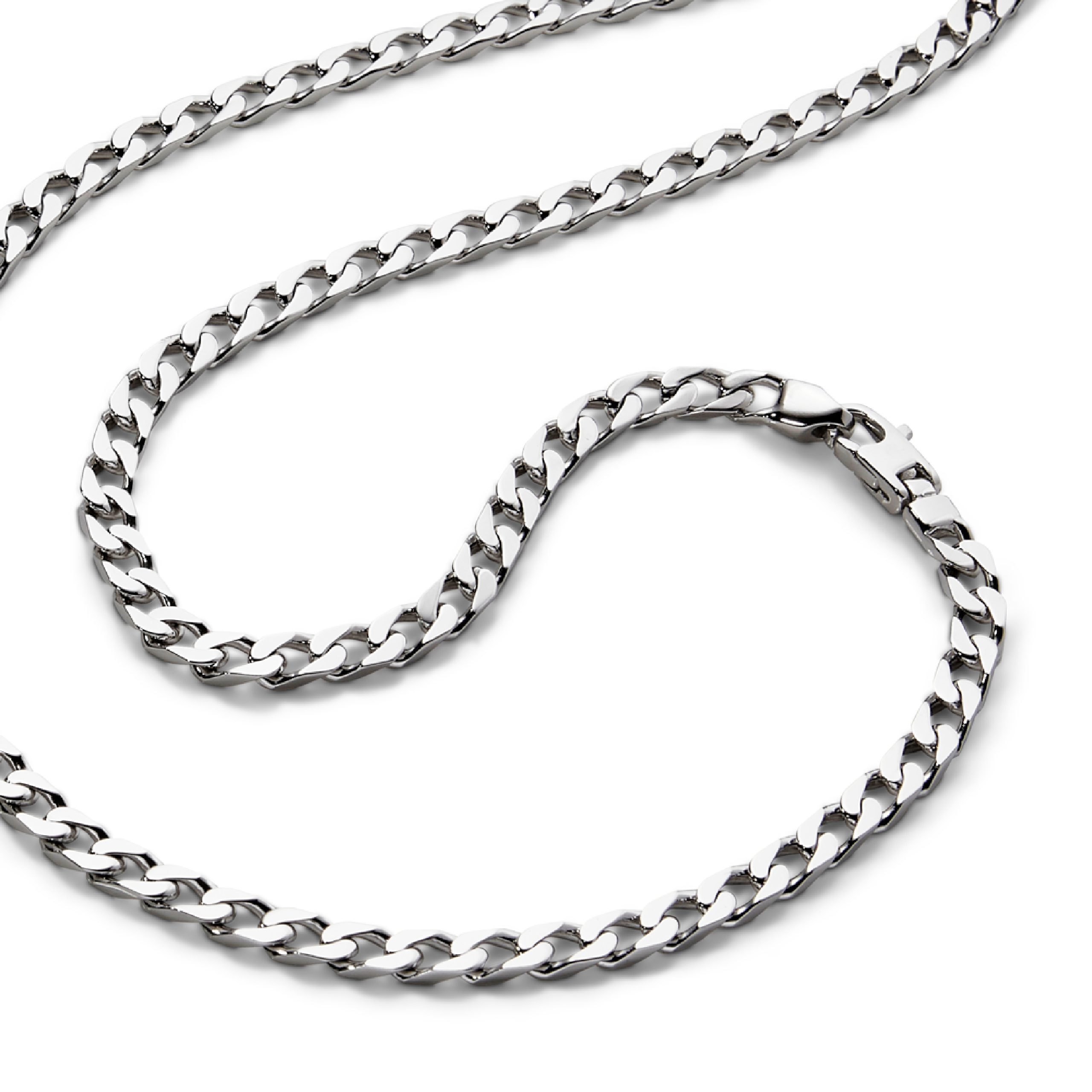 Men’s Sterling Silver Rhodium Plated Groumette 20″ Chain