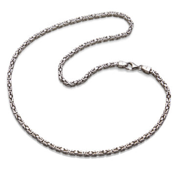 Men's Sterling Silver Rhodium Plated Byzantine 20" Chain