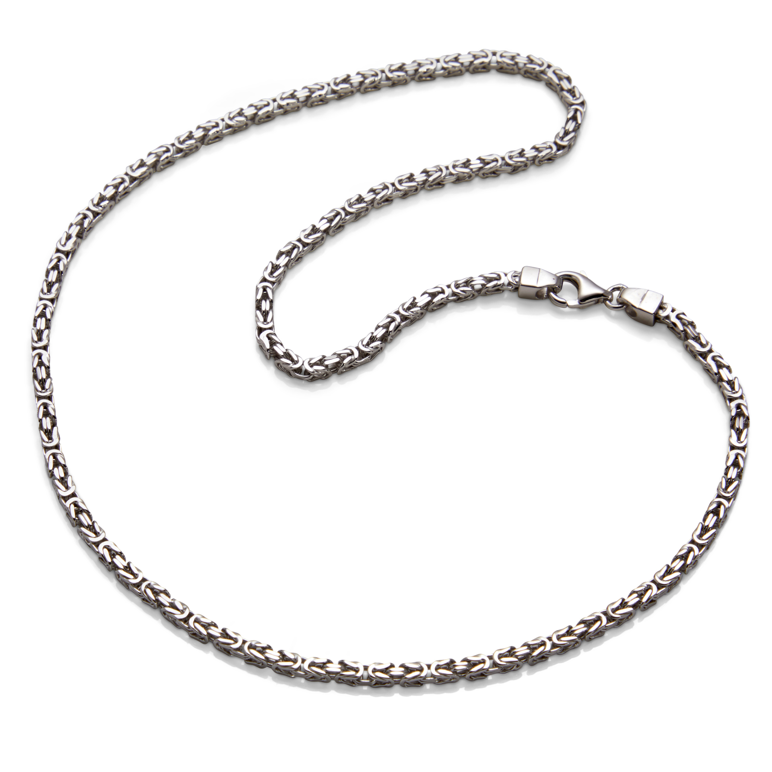 Men’s Sterling Silver Rhodium Plated Byzantine 20″ Chain
