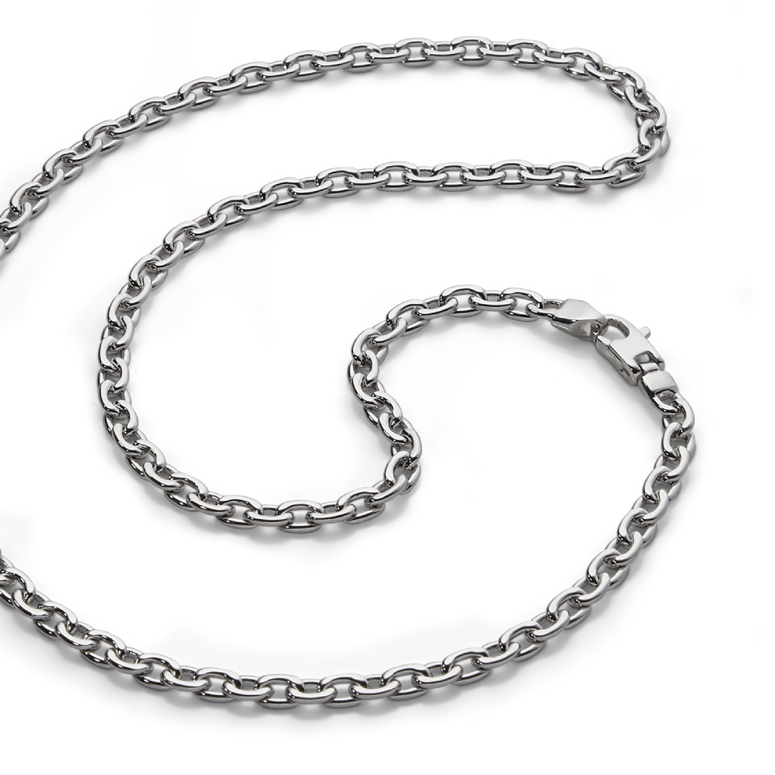 Men’s Sterling Silver Rhodium Plated Zip 20″ Chain