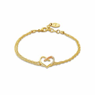 Clogau Forever Yours 9ct Solid Gold Kiss Double-Chain Bracelet with Diamonds