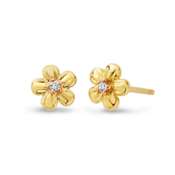 Clogau Nature's Wonder 9ct Solid Gold Forget-Me-Not Stud Earrings with Diamonds